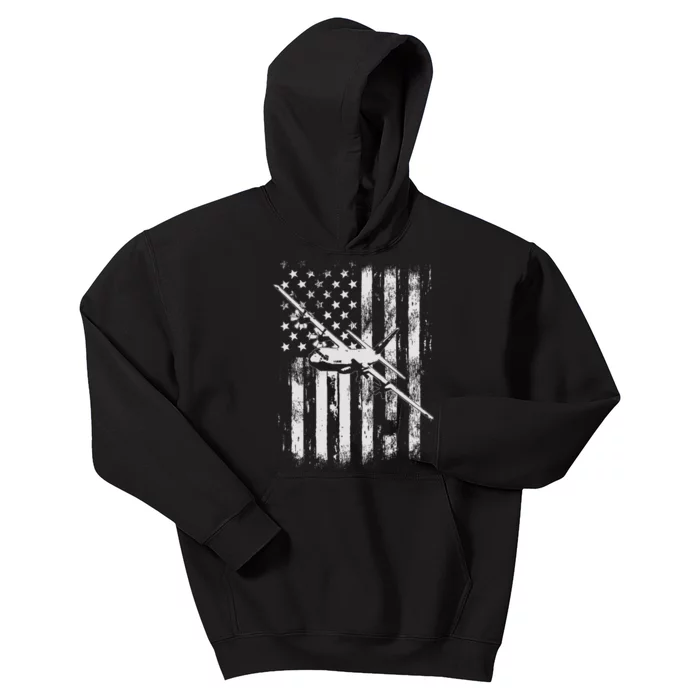 C 130 Hercules Military Aircraft American Flag Kids Hoodie