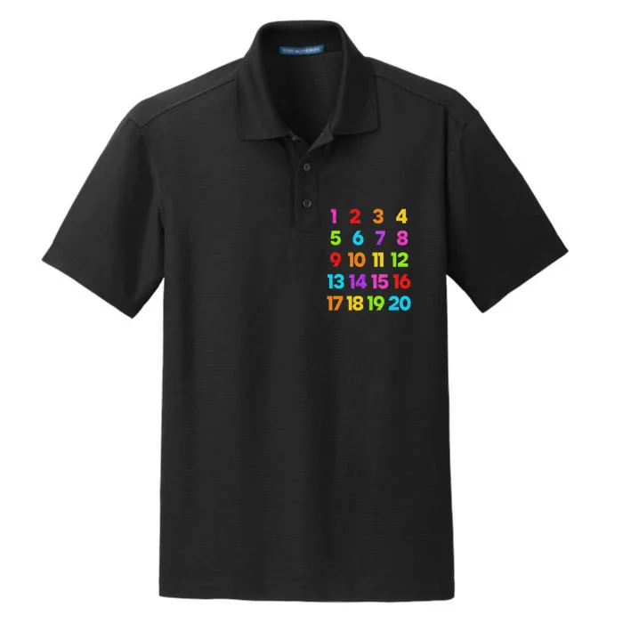 Counting 1-10 Learn to Count Number School Teacher Dry Zone Grid Performance Polo