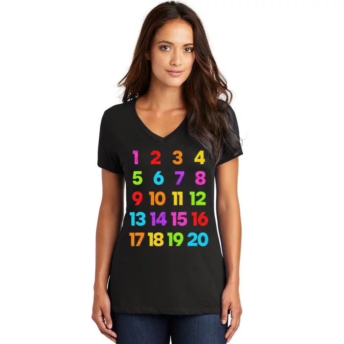 Counting 1-10 Learn to Count Number funnyTeacher Women's V-Neck T-Shirt