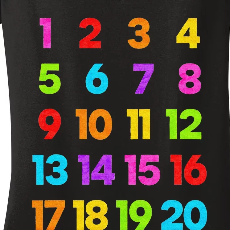 Counting 1-10 Learn to Count Number funnyTeacher Women's V-Neck T-Shirt