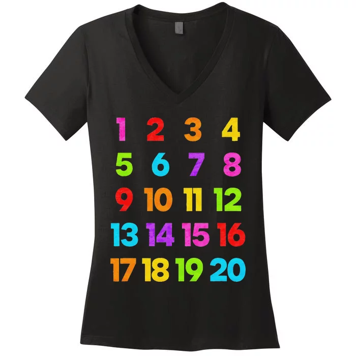 Counting 1-10 Learn to Count Number funnyTeacher Women's V-Neck T-Shirt