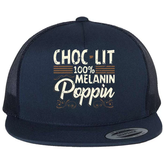 Chocgiftlit 100% Melanin Poppin Black Pride Gift Flat Bill Trucker Hat