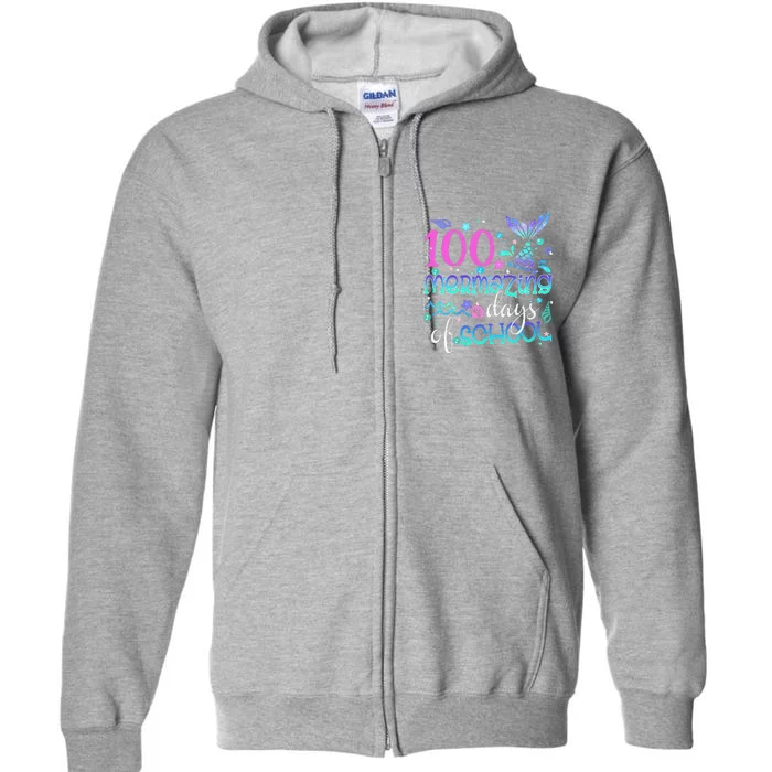 Cute 100 Mermazing Days Of School Mermaid Tails Full Zip Hoodie