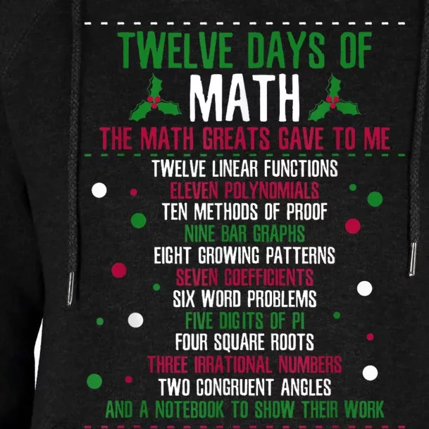 Christmas 12days Of Math Womens Funnel Neck Pullover Hood