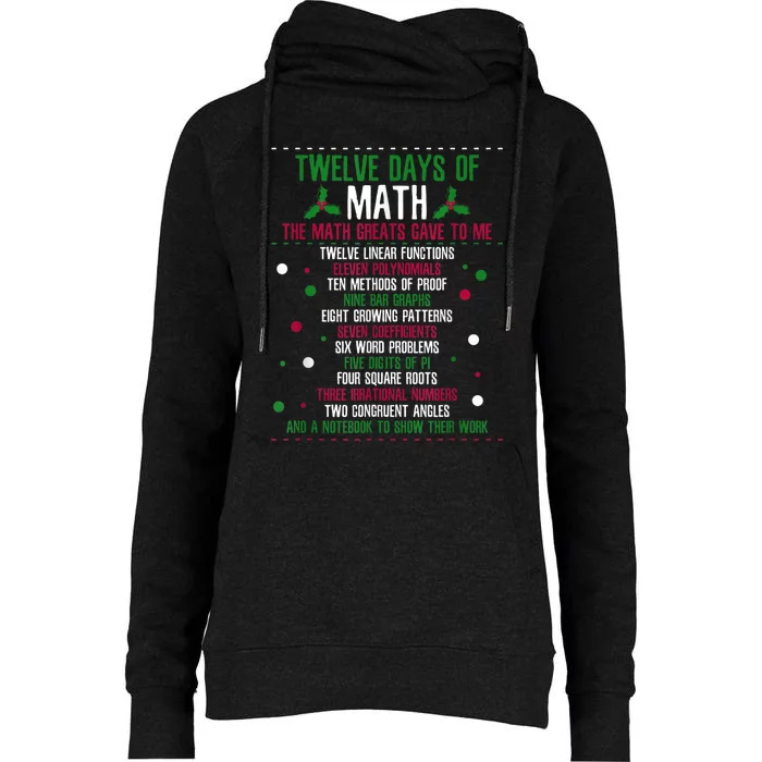 Christmas 12days Of Math Womens Funnel Neck Pullover Hood