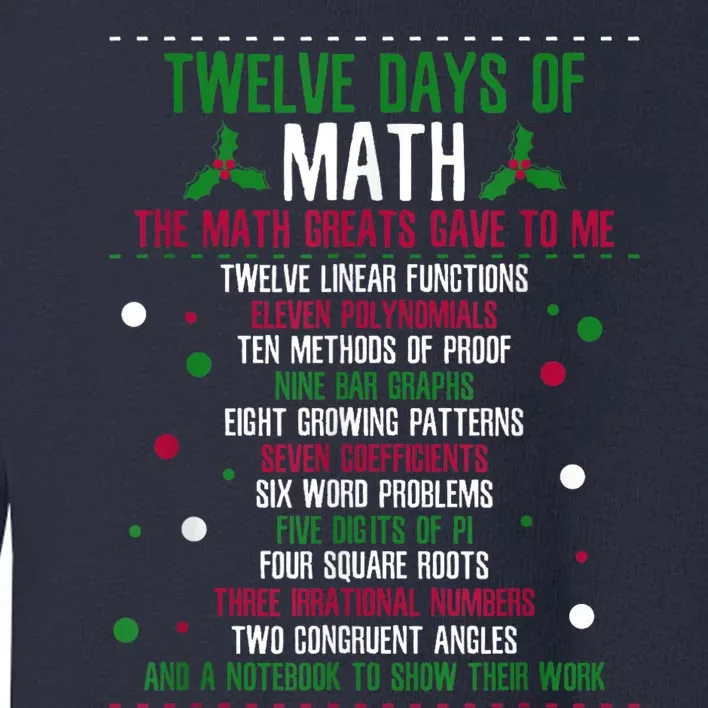 Christmas 12days Of Math Toddler Sweatshirt