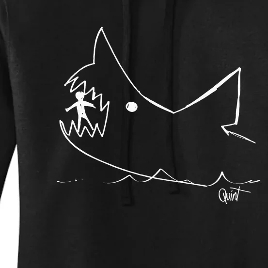 Cult 1970s Shark Movie Chalkboard Pic Women's Pullover Hoodie