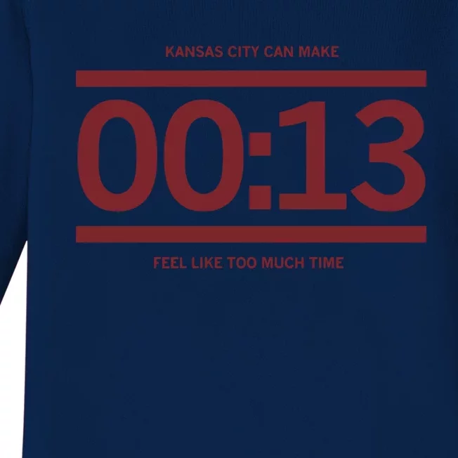 Chiefs 13 Seconds Kansas City Can Make 13 Seconds Feel Like Too Much Time Baby Long Sleeve Bodysuit