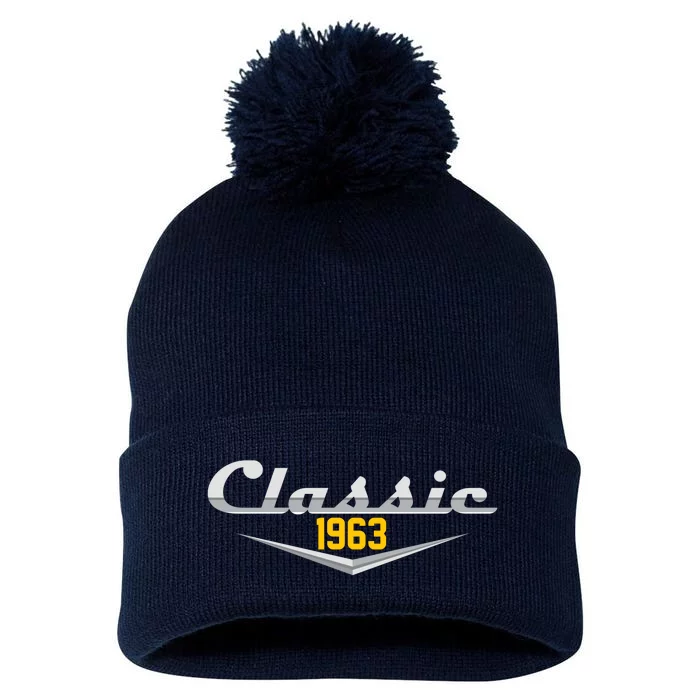 Classic 1963 Vintage 60th Birthday Pom Pom 12in Knit Beanie