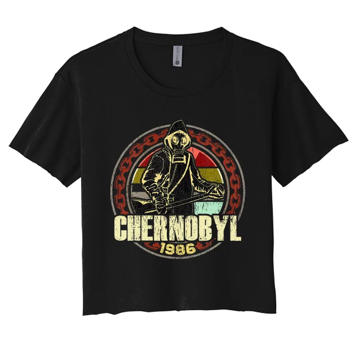 Chernobyl 1986 Vintage Nuclear Power Plant Disaster Women's Crop Top Tee