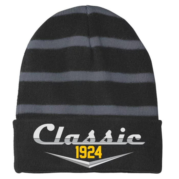 Classic 1924 Vintage 100th Birthday Striped Beanie with Solid Band