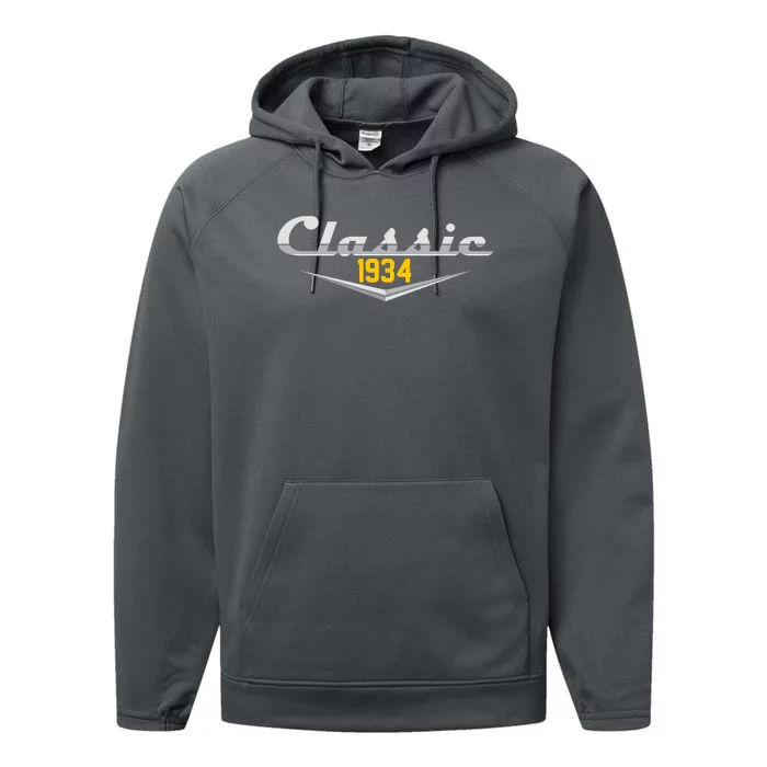 Classic 1934 Vintage 90th Birthday Performance Fleece Hoodie