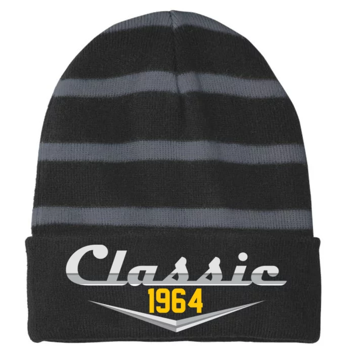 Classic 1964 Vintage 60th Birthday Striped Beanie with Solid Band