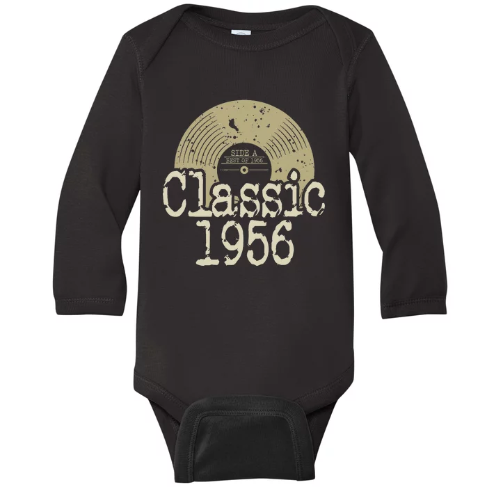 Classic 1956 Vinyl Record Born In 1956 Birthday Gifts Baby Long Sleeve Bodysuit