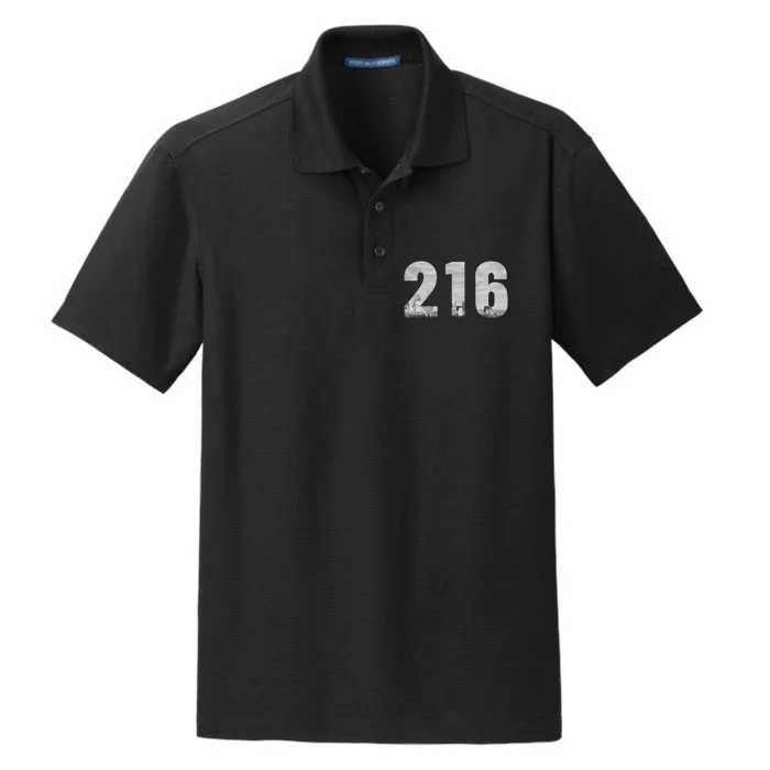 Cleveland 216 Area Code Skyline Ohio Vintage Dry Zone Grid Performance Polo