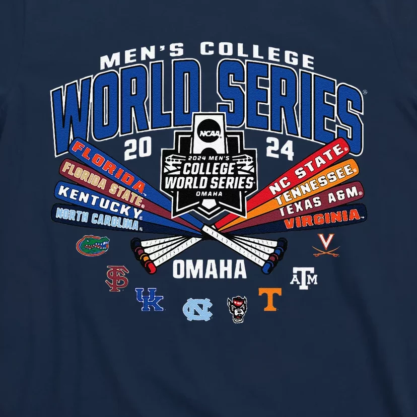 College 2024 Baseball Cws 8team Bats T-Shirt