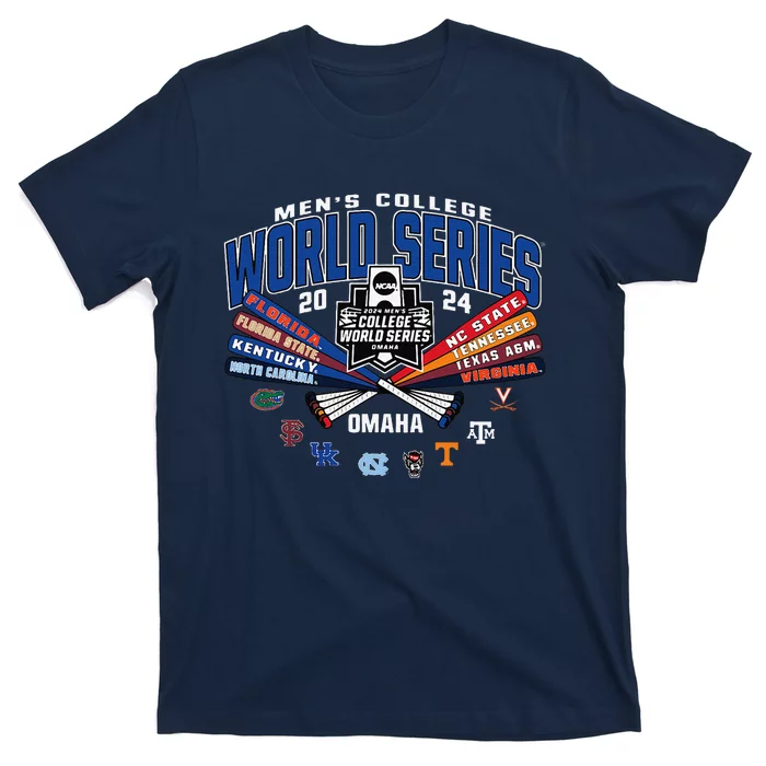 College 2024 Baseball Cws 8team Bats T-Shirt