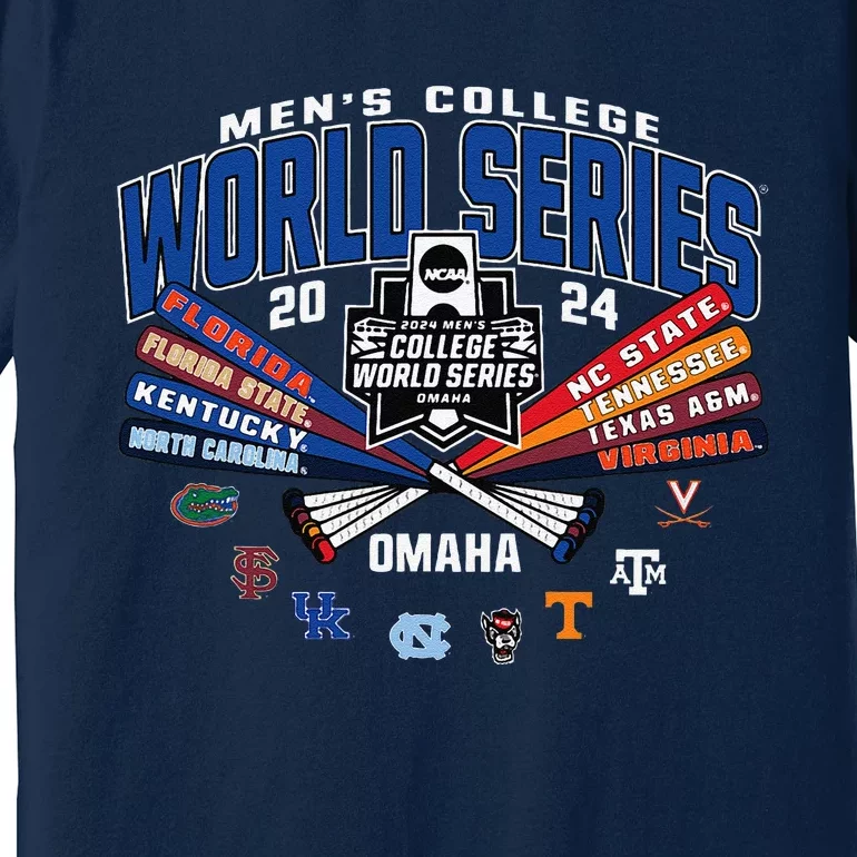 College 2024 Baseball Cws 8team Bats Premium T-Shirt