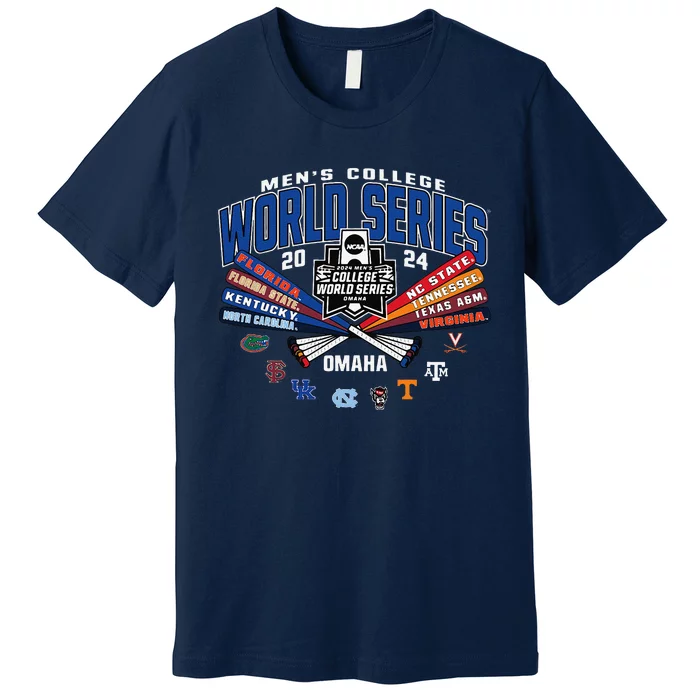 College 2024 Baseball Cws 8team Bats Premium T-Shirt