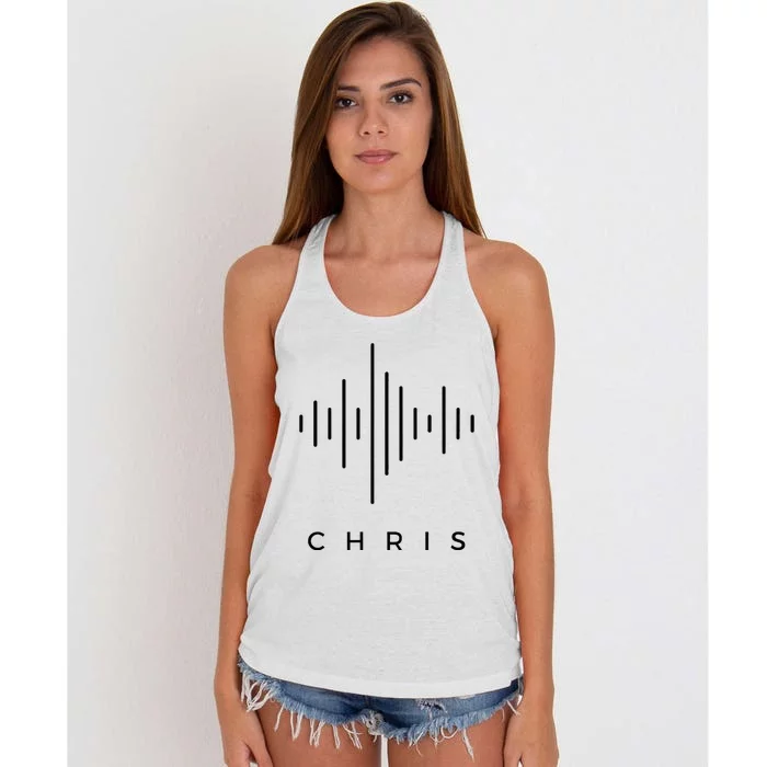 Chris 2024 Chris Personalized First Name Women's Knotted Racerback Tank