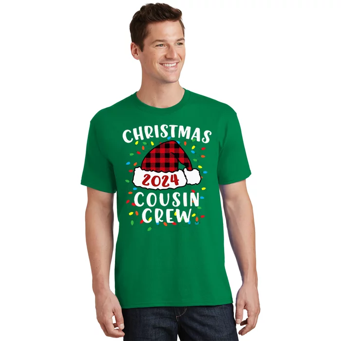 Christmas 2024 Cousin Crew Xmas Lights Santa Hat Pajamas T-Shirt