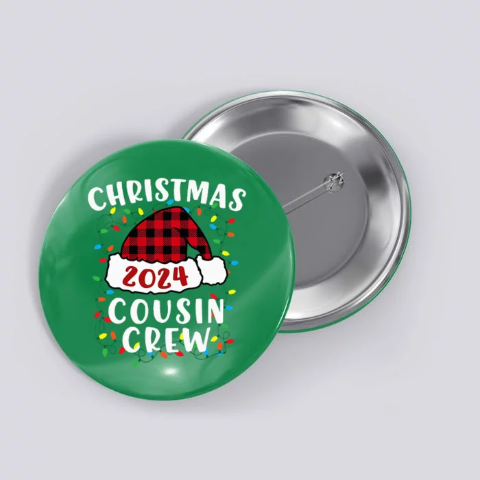 Christmas 2024 Cousin Crew Xmas Lights Santa Hat Pajamas Button