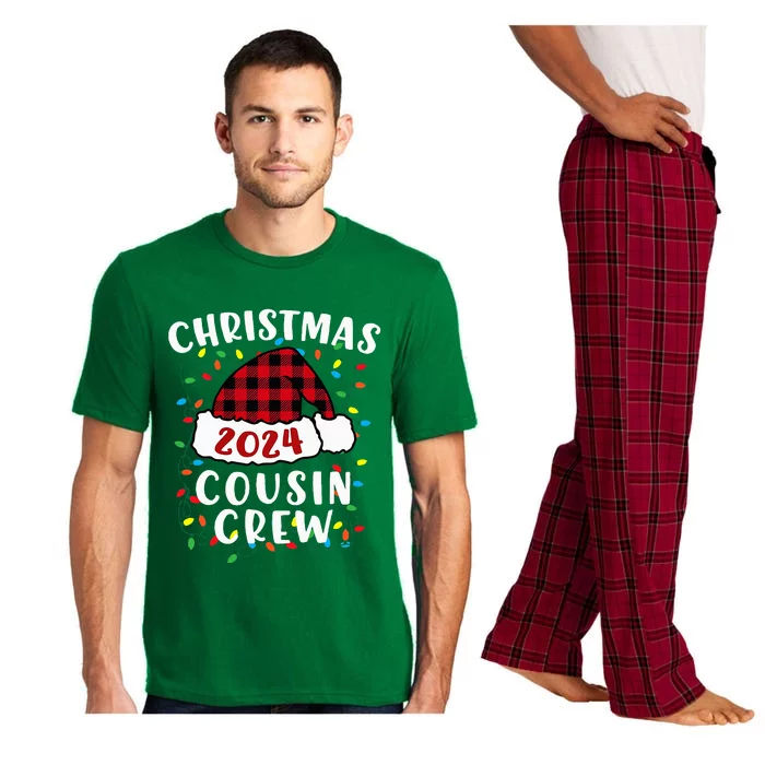 Christmas 2024 Cousin Crew Xmas Lights Santa Hat Pajamas Pajama Set