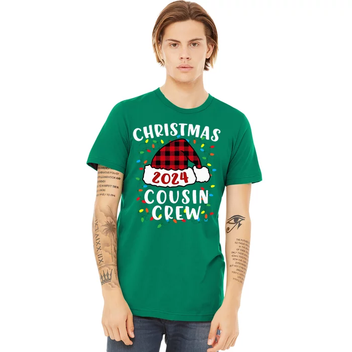 Christmas 2024 Cousin Crew Xmas Lights Santa Hat Pajamas Premium T-Shirt