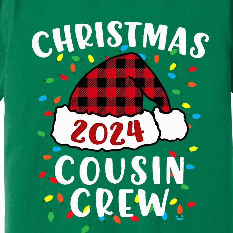 Christmas 2024 Cousin Crew Xmas Lights Santa Hat Pajamas Premium T-Shirt