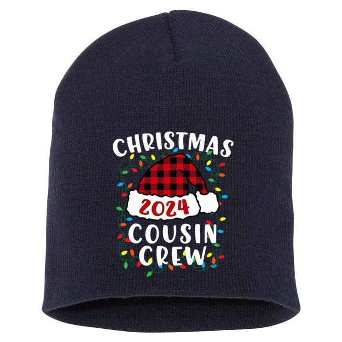 Christmas 2024 Cousin Crew Xmas Lights Santa Hat Pajamas Short Acrylic Beanie