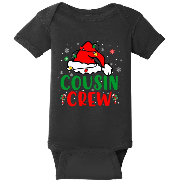 Christmas 2024 Cousin Crew Xmas Santa Hat Pajamas Baby Bodysuit