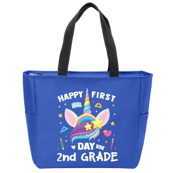 Cute 2Nd Grade Unicorn Happy First Day Of School Gift Zip Tote Bag