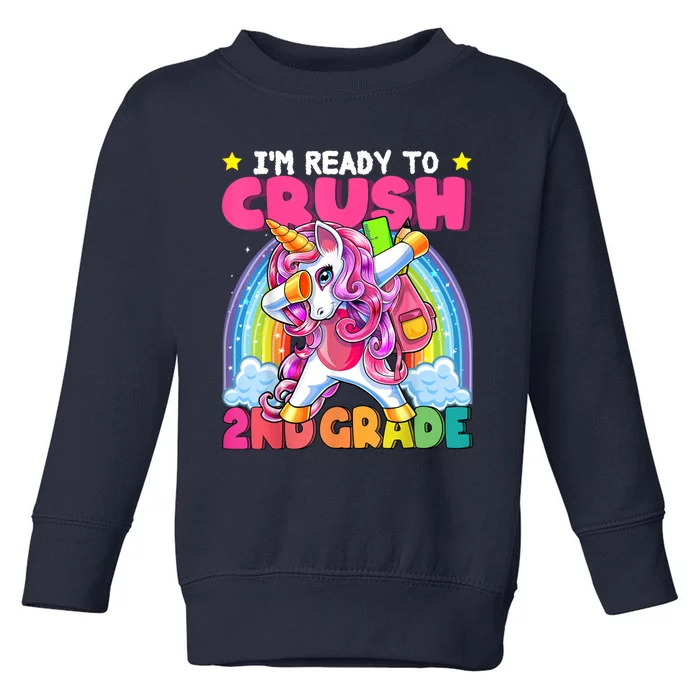 Crush 2nd Grade Dabbing Unicorn Back To School Girl Gift Toddler Sweatshirt