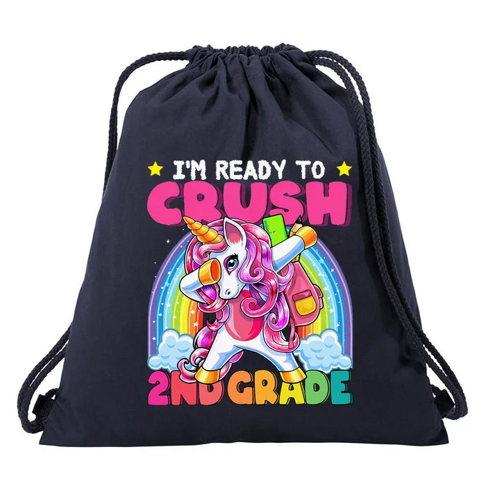 Crush 2nd Grade Dabbing Unicorn Back To School Gift Drawstring Bag