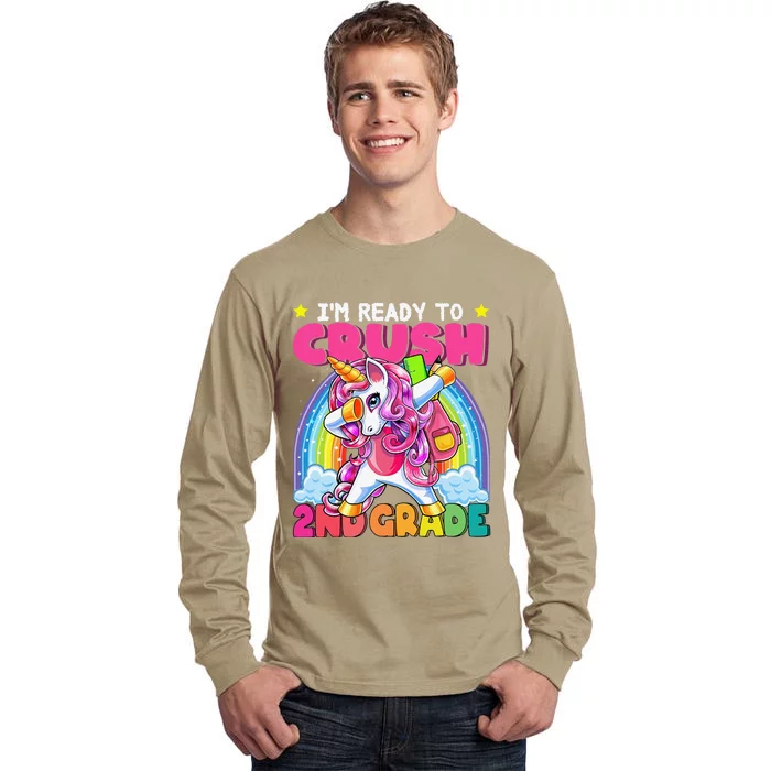 Crush 2nd Grade Dabbing Unicorn Back To School Gift Tall Long Sleeve T-Shirt