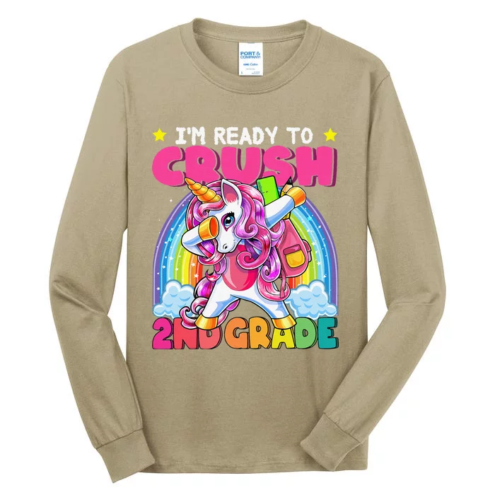 Crush 2nd Grade Dabbing Unicorn Back To School Gift Tall Long Sleeve T-Shirt