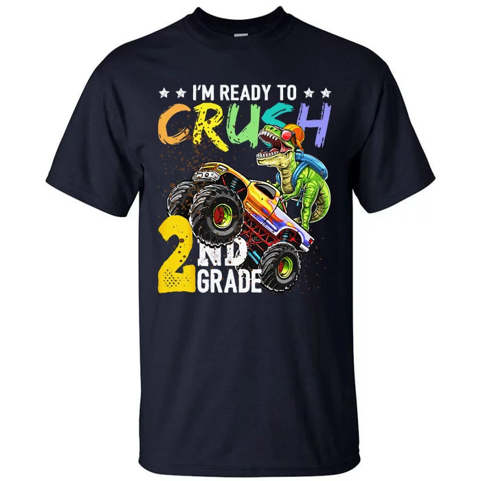 Crush 2nd Grade Dinosaur Monster Truck Back To School Tall T-Shirt