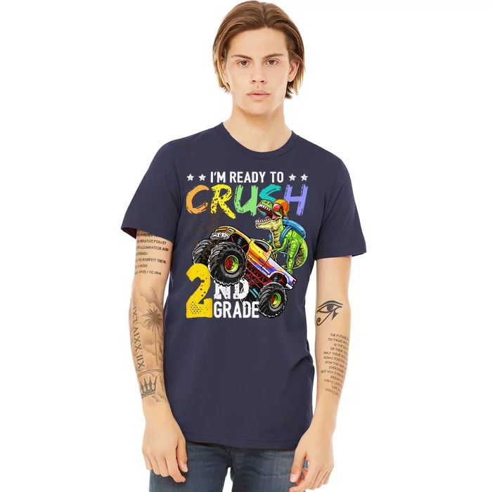 Crush 2nd Grade Dinosaur Monster Truck Back To School Premium T-Shirt