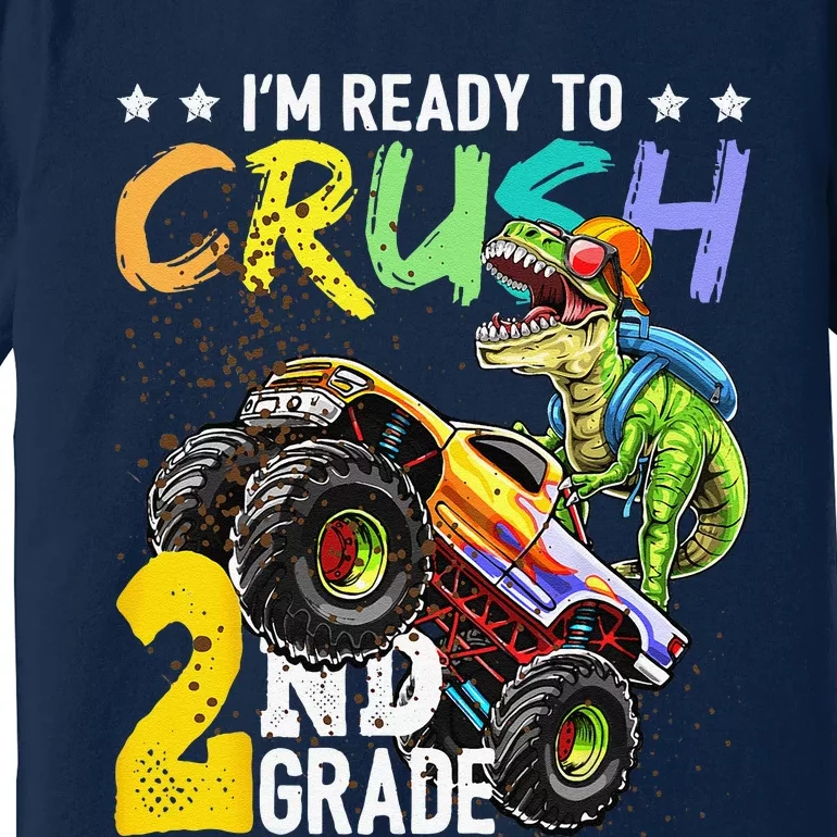 Crush 2nd Grade Dinosaur Monster Truck Back To School Premium T-Shirt