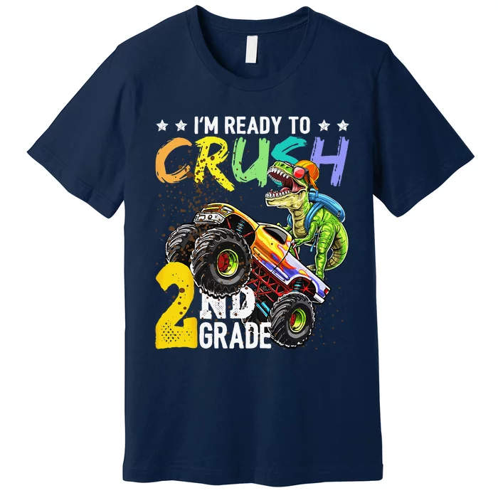 Crush 2nd Grade Dinosaur Monster Truck Back To School Premium T-Shirt