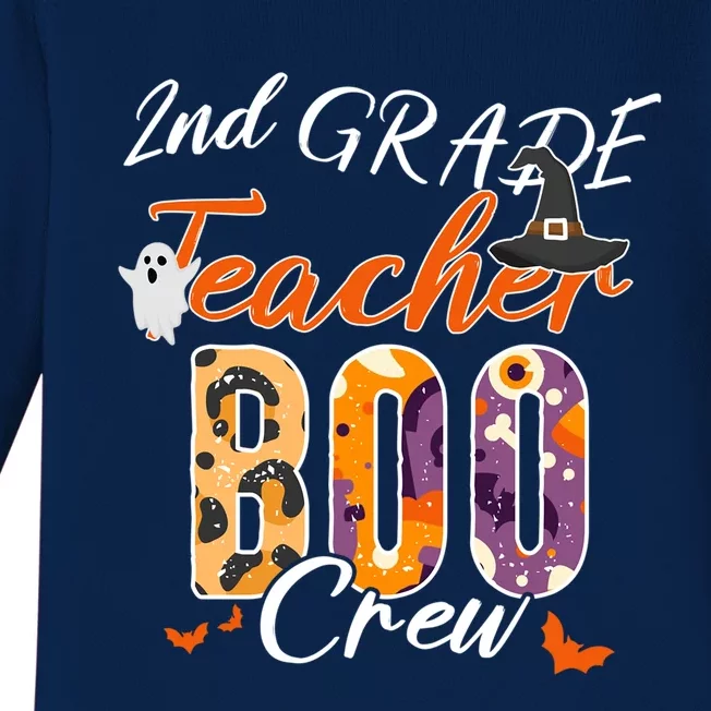 Cute 2Nd Grade Teacher Boo Crew Funny School Kinder Squad Gift Baby Long Sleeve Bodysuit