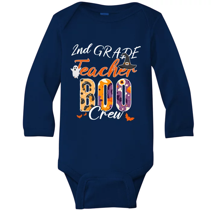 Cute 2Nd Grade Teacher Boo Crew Funny School Kinder Squad Gift Baby Long Sleeve Bodysuit