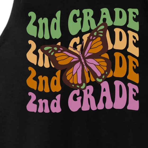 Cute 2nd Grade Butterfly Ladies Tri-Blend Wicking Tank