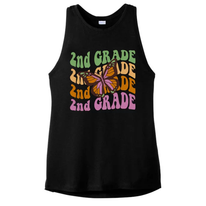 Cute 2nd Grade Butterfly Ladies Tri-Blend Wicking Tank