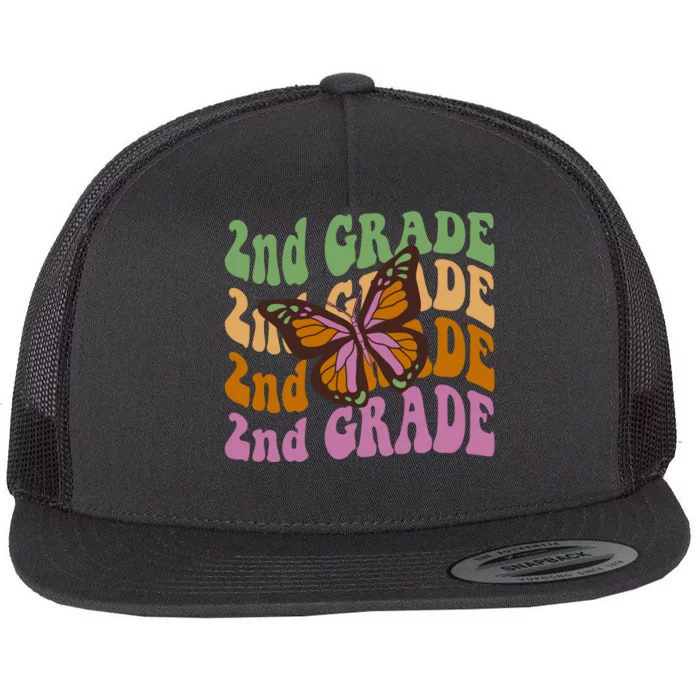 Cute 2nd Grade Butterfly Flat Bill Trucker Hat