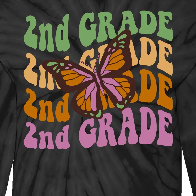 Cute 2nd Grade Butterfly Tie-Dye Long Sleeve Shirt