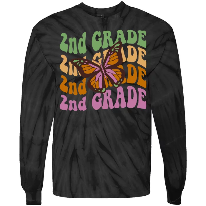 Cute 2nd Grade Butterfly Tie-Dye Long Sleeve Shirt