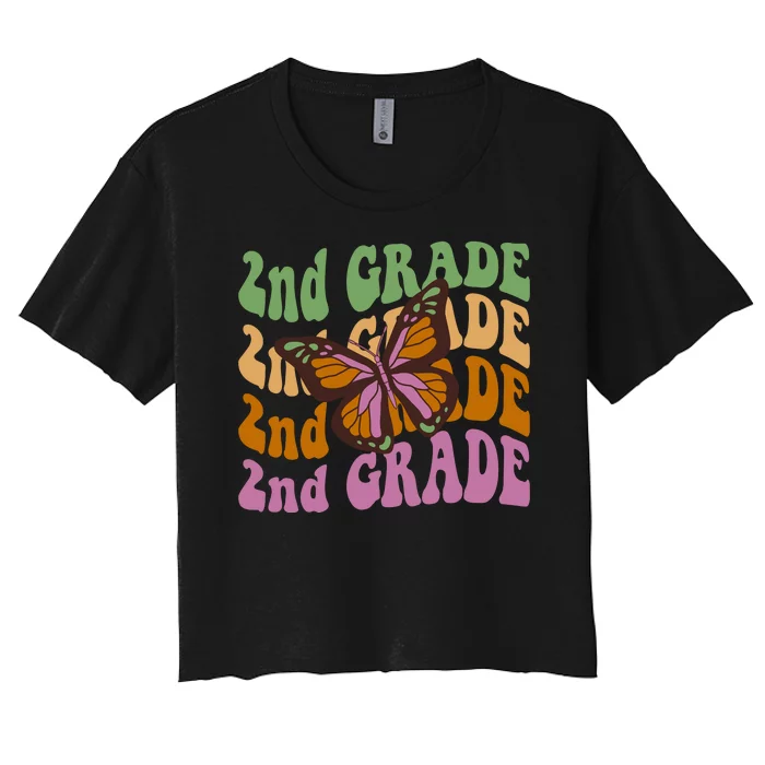 Cute 2nd Grade Butterfly Women's Crop Top Tee