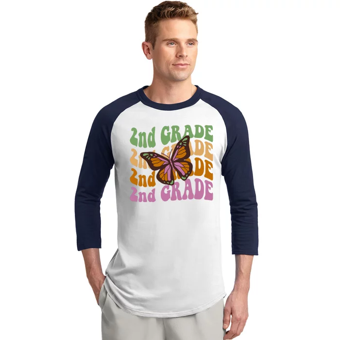 Cute 2nd Grade Butterfly Baseball Sleeve Shirt