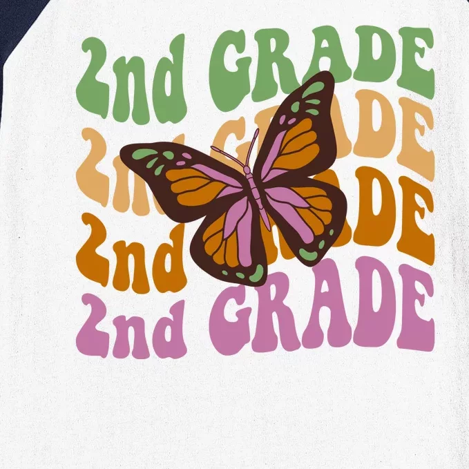 Cute 2nd Grade Butterfly Baseball Sleeve Shirt